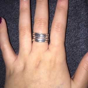Stacked Hammered James Avery Ring